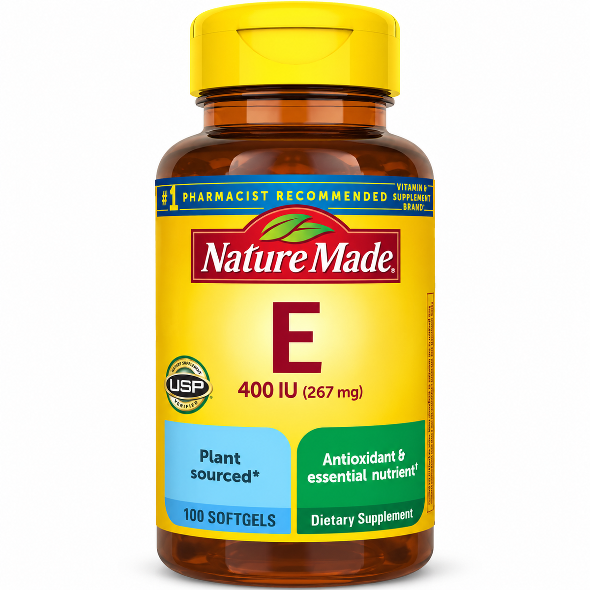 Natural Vitamin E d-Alpha 400 IU (267mg) Supplement – 100 Softgels
