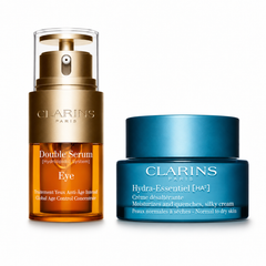 Clarins Double Serum Eye & Hydra-Essentiel [HA²] Moisturizer Duo – Hydrating & Anti-Aging Skincare Set